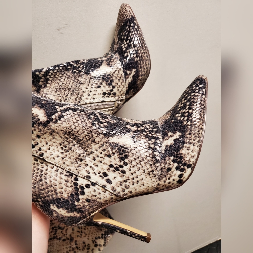 Faux snake skin thigh high boots